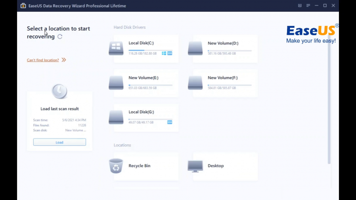 โปรแกรมกู้ข้อมูล EaseUS Data Recovery Wizard