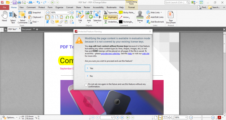 เมนู Home บน PDF-XChange Editor