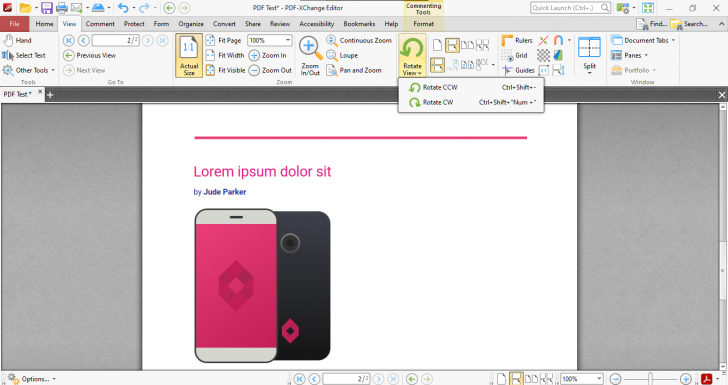 เมนู View บน PDF-XChange Editor