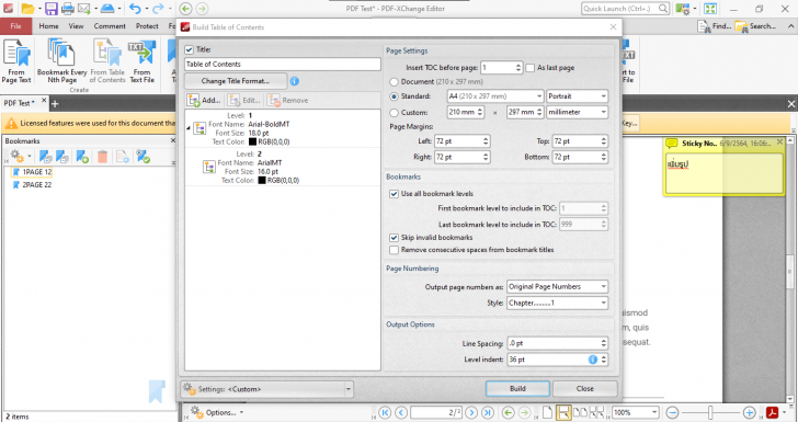เมนู Bookmark บน PDF-XChange Editor
