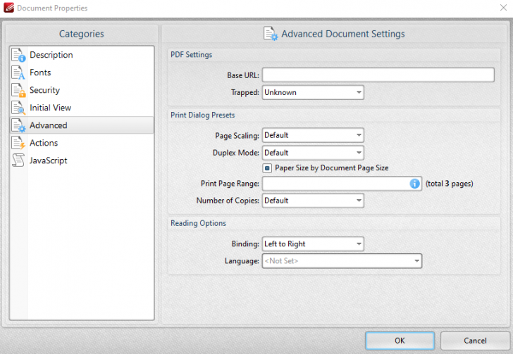 เมนู File บน PDF-XChange Editor