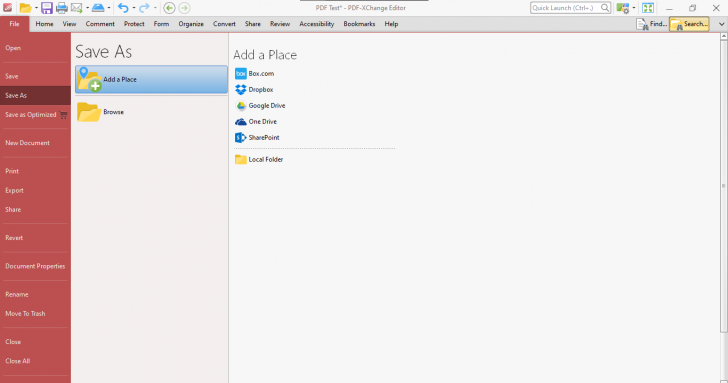 เมนู File บน PDF-XChange Editor