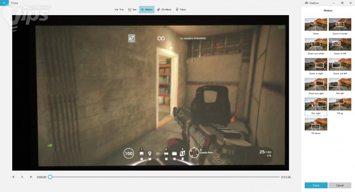 วิธีเพิ่มการเคลื่อนไหว (Motion) เข้าไปในวิดีโอ ของ โปรแกรม Windows Video Editor