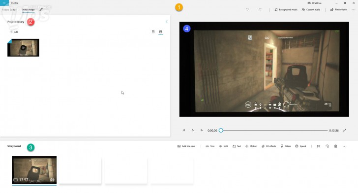 องค์ประกอบต่าง ๆ ใน โปรแกรม Windows Video Editor