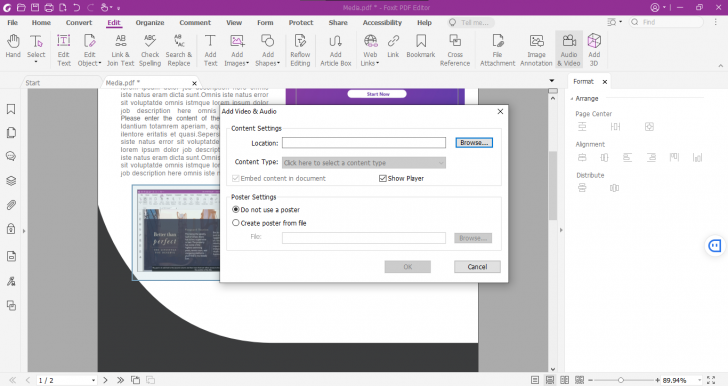 การเชื่อมลิงก์หรือแทรกไฟล์เพิ่มเติม บนโปรแกรม Foxit PDF Editor