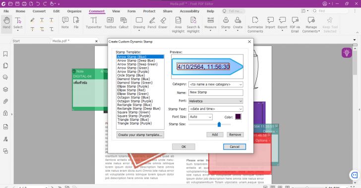 ติดแสตมป์ บนโปรแกรม Foxit PDF Editor
