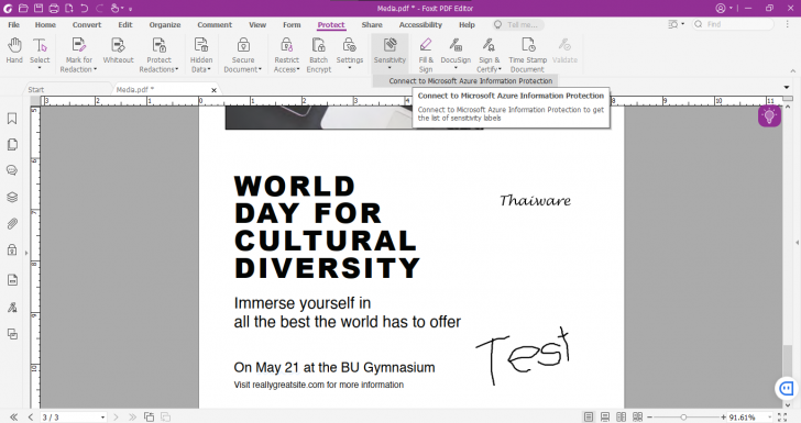 การป้องกันไฟล์ บนโปรแกรม Foxit PDF Editor