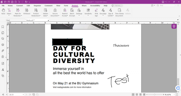 Mark for Redaction บนโปรแกรม Foxit PDF Editor