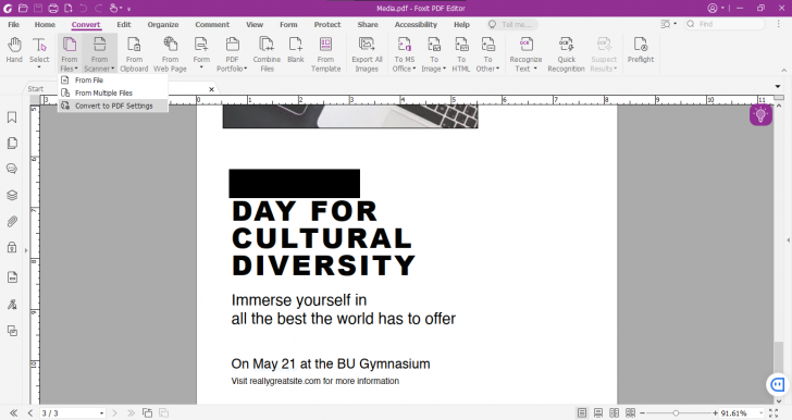 Import (Convert) ไฟล์ บนโปรแกรม Foxit PDF Editor
