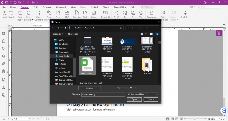 Import (Convert) ไฟล์ บนโปรแกรม Foxit PDF Editor