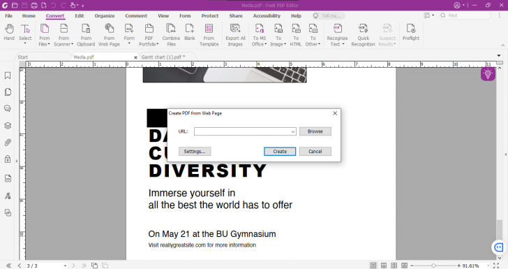 Import (Convert) ไฟล์ บนโปรแกรม Foxit PDF Editor