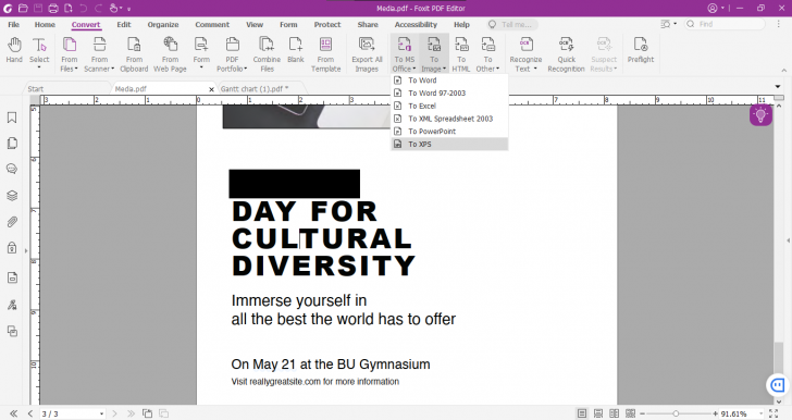 Export ไฟล์ บนโปรแกรม Foxit PDF Editor
