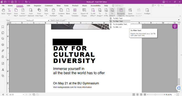 Export ไฟล์ บนโปรแกรม Foxit PDF Editor