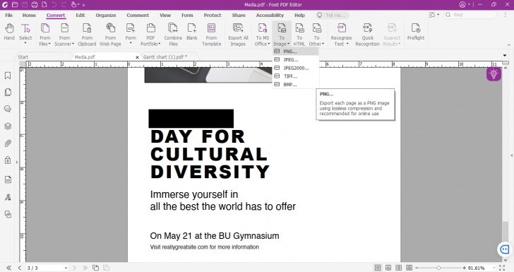 Export ไฟล์ บนโปรแกรม Foxit PDF Editor