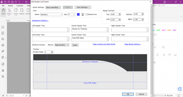 การปรับ Header & Footer บนโปรแกรม Foxit PDF Editor