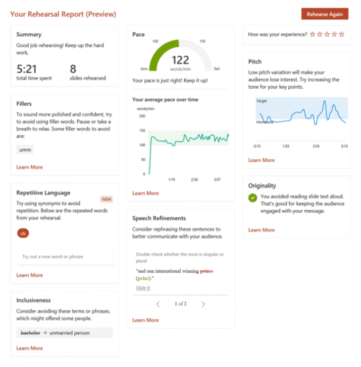 แดชบอร์ดสรุปหลังการนำเสนอ ในโปรแกรม PowerPoint