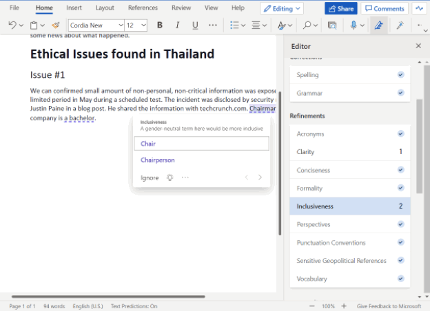 AI ช่วยงานบรรณาธิการใน โปรแกรม Word AI ช่วยงานบรรณาธิการใน โปรแกรม Word