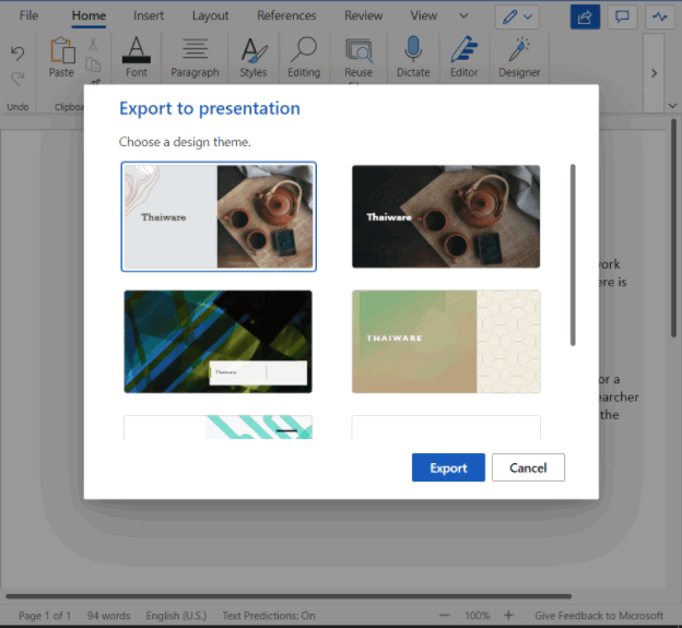 เขียนรายงานเสร็จให้ AI เตรียมไฟล์นำเสนอให้ใน โปรแกรม Word เขียนรายงานเสร็จให้ AI เตรียมไฟล์นำเสนอให้ใน โปรแกรม Word