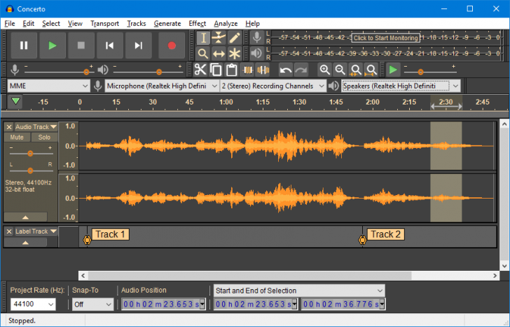 โปรแกรมตัดต่อเสียง Audacity