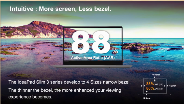 หน้าจอขนาดใหญ่ พร้อมขอบจอแบบบางทั้ง 4 ด้าน