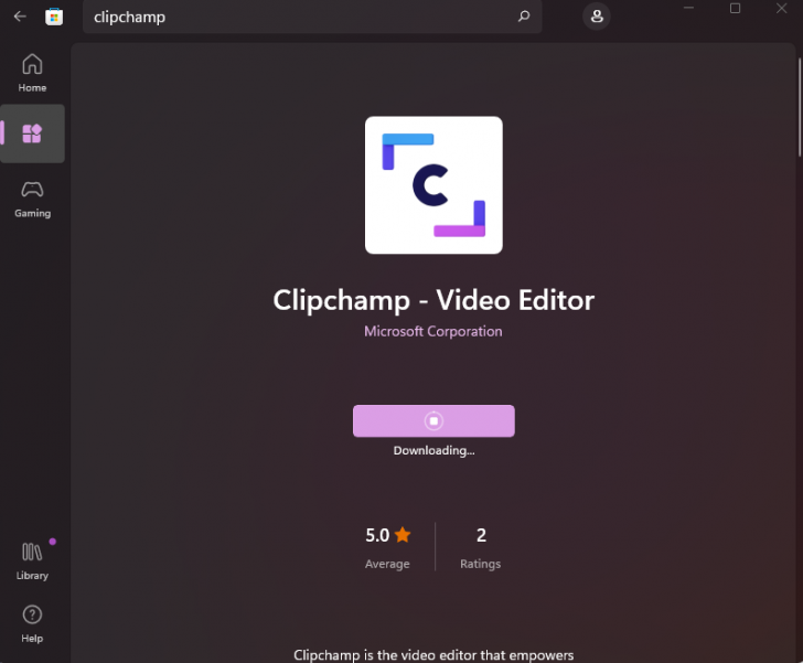 การติดตั้ง Clipchamp