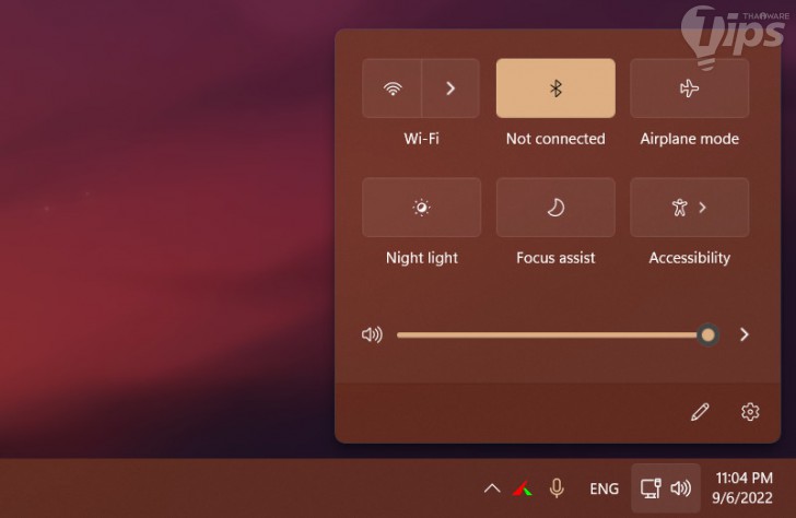 เมนู Quick Settings ของ Windows 11