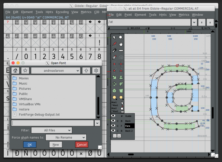 โปรแกรม FontForge