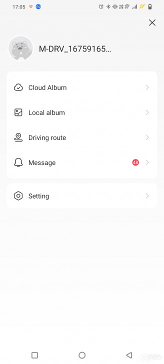 เมนู Cloud Album ใน หน้า Profile ภายในแอป 70mai