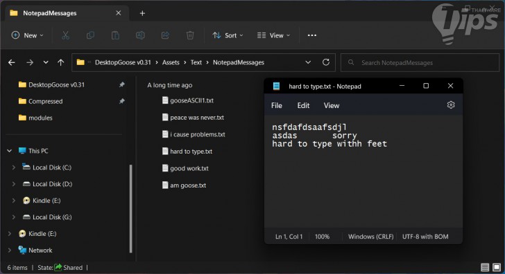 การตั้งค่าโปรแกรม Desktop Goose (Desktop Goose Settings)