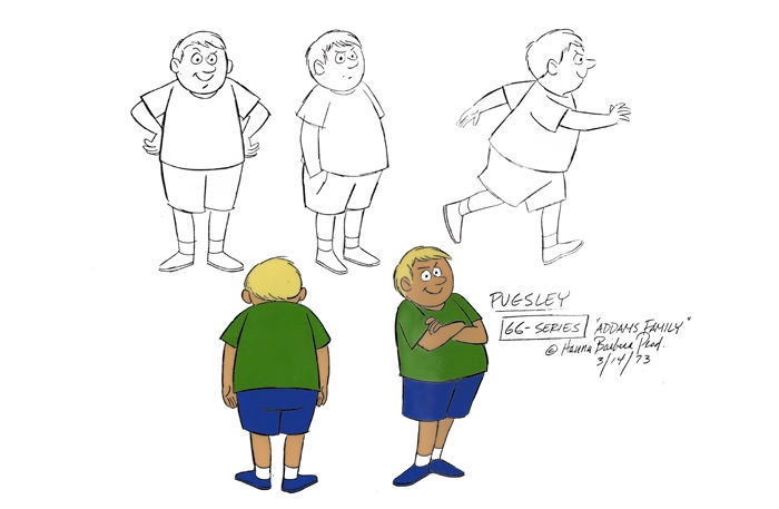 Pugsley Addams จากการ์ตูน The Addams Family ค.ศ. 1973 (พ.ศ. 2516) ให้เสียงพากย์โดย Ken Weatherwax และ Jodie Foster