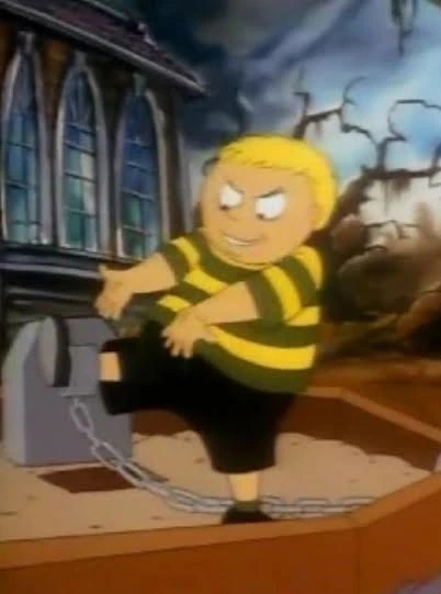 Pugsley Addams จากการ์ตูน The Addams Family ค.ศ. 1992-1993 (พ.ศ. 2535-2536) ให้เสียงพากย์โดย Jeannie Elias