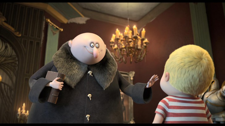 Uncle Fester จากหนังแอนิเมชัน The Addams Family ค.ศ. 2019 (พ.ศ. 2562) ให้เสียงพากย์โดย Nick Kroll