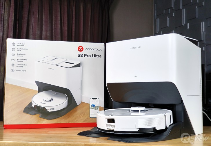 Roborock S8 Pro Ultra หุ่นยนต์ดูดฝุ่นขัดพื้นตัวท็อป พร้อมแท่นชาร์จ RockDock™ Ultra ดูแลเครื่องให้หมด