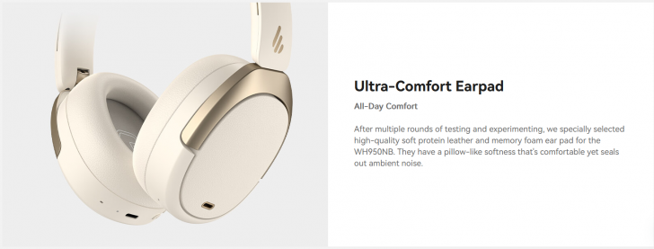 หูฟัง EDIFIER WH950NB ที่ครอบหูนุ่มเหมือนหมอน