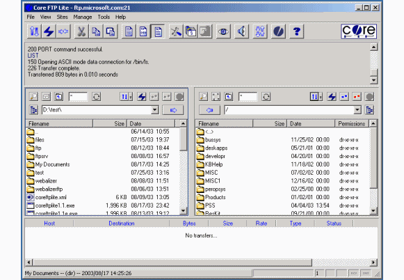 โปรแกรมรับส่งไฟล์กับเว็บเซิร์ฟเวอร์ Core FTP Pro