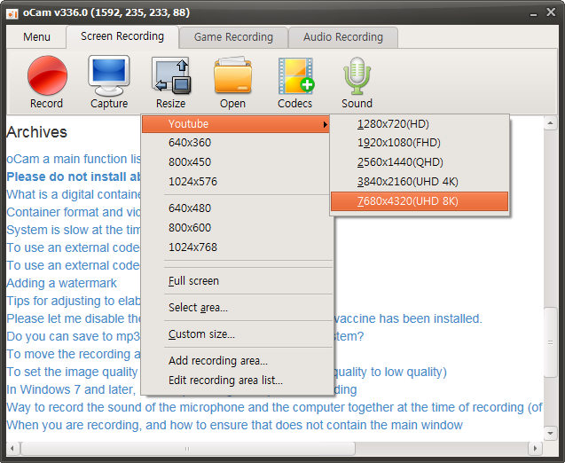 oCam Screen Recorder