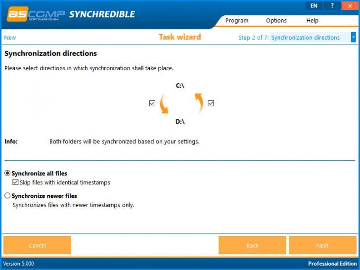 โปรแกรมเก็บสำรองไฟล์สำคัญ Synchredible Professional