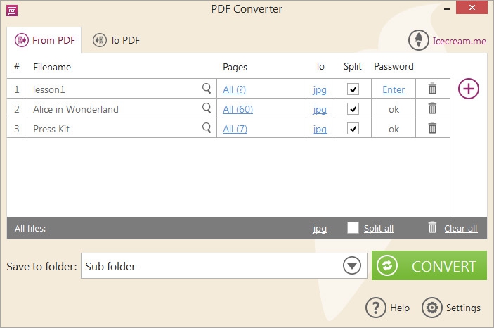 โปรแกรมแปลงไฟล์เอกสาร Icecream PDF Converter PRO