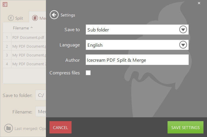 โปรแกรมแยกไฟล์ รวมไฟล์เอกสาร Icecream PDF Split & Merge PRO