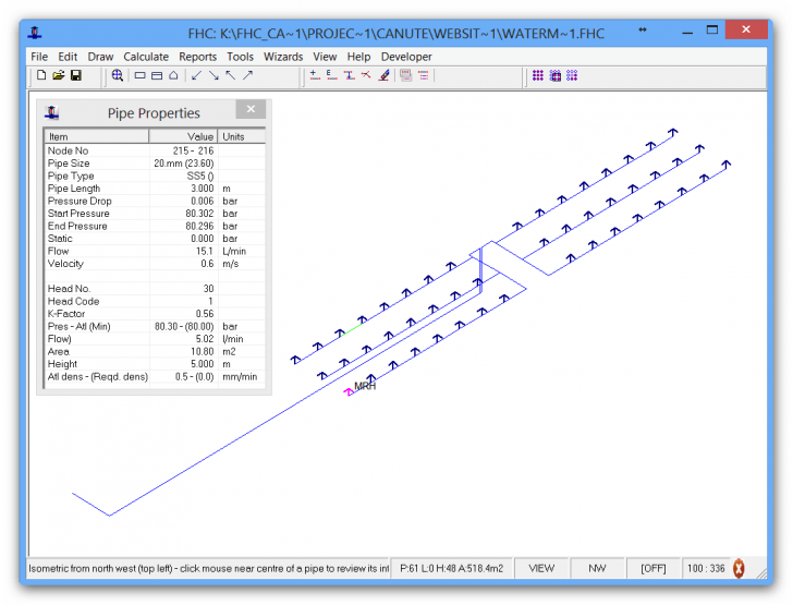โปรแกรมออกแบบระบบท่อน้ำดับเพลิง สำหรับผู้ใช้งาน 5 คน CANUTE FHC Pro