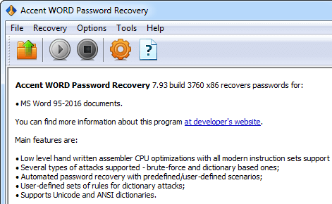 Accent WORD Password Recovery Accent WORD Password Recovery