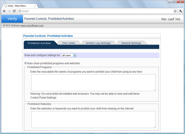 NCH Verity Parental Control NCH Verity Parental Control