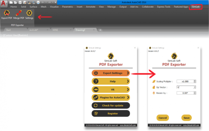 SimLab 3D PDF exporter for AutoCAD