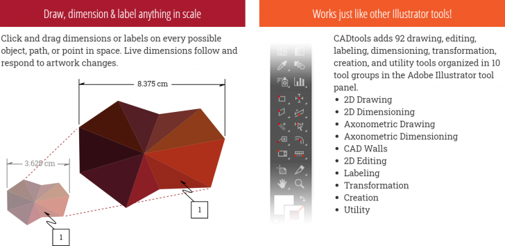 โปรแกรมปลั๊กอิน Illustrator สำหรับงานเขียนแบบ ลิขสิทธิ์ซื้อขาด CADtools 14 - Perpetual License