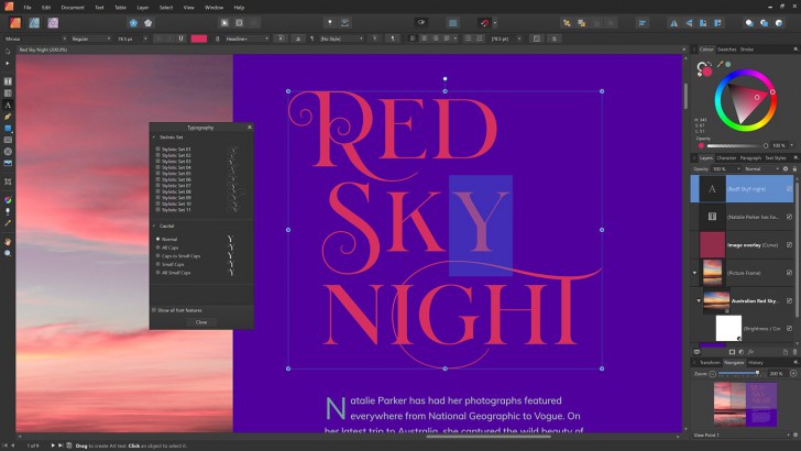 โปรแกรมออกแบบสื่อสิ่งพิมพ์ อีบุ๊ก Affinity Publisher 2 for Mac