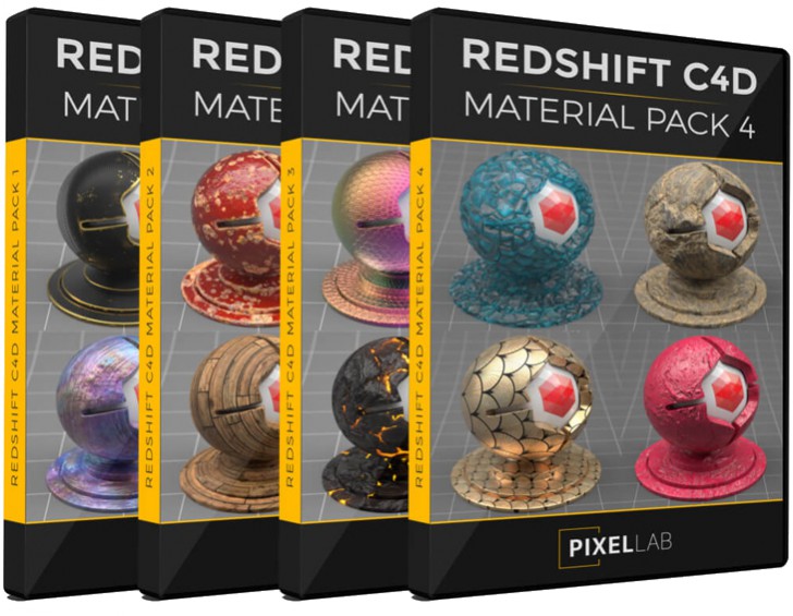 โปรแกรมปลั๊กอิน Pixel Lab Redshift C4D Material Bundle