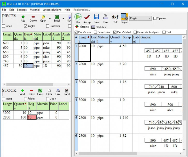 โปรแกรมคำนวณการตัดชิ้นงาน Real Cut 1D