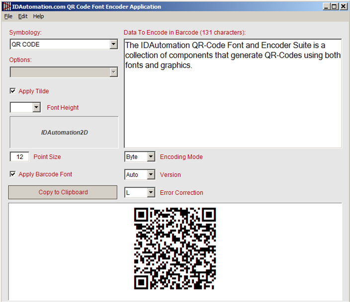 โปรแกรมปลั๊กอิน สร้างบาร์โค้ด 2 มิติ IDAutomation QR-Code Font and Encoder Suite