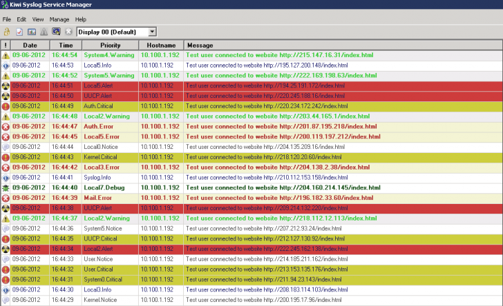 โปรแกรมจัดการข้อความล็อกของระบบ Kiwi Syslog Server