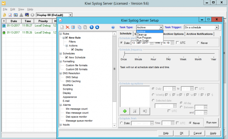 โปรแกรมจัดการข้อความล็อกของระบบ Kiwi Syslog Server